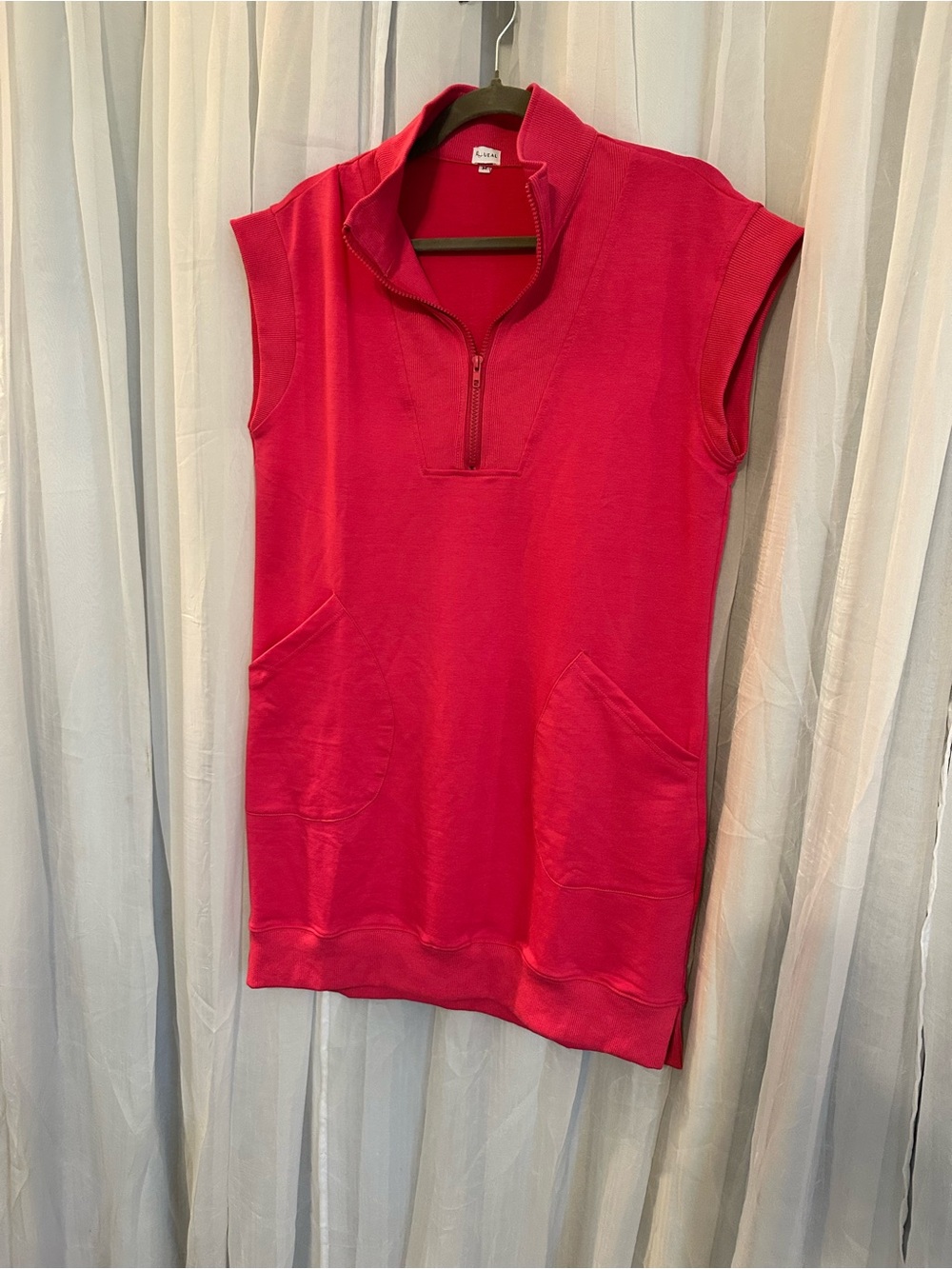 Amazon Women's Shirt Dress - Vibrant Pink with Front Zipper NWOT - Picture 3 of 15